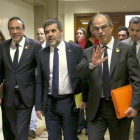 Josep Rull, Jordi Sánchez y Jordi Turull, tras recoger su acta de diputado.-DAVID CASTRO
