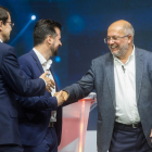 Mañueco, Tudanca y Francisco Igea, en el último debate de la campaña electoral.-ICAL