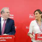 La secretaria de Organización del PSOECyL, Ana Sánchez, y el secretario general del Grupo Socialista, José Francisco Martín, comparecen ante la prensa tras la reunión de la Permanente de la Comisión Ejecutiva autonómica del PSOECyL-ICAL