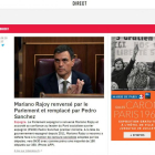 Portada web del diario francés Libération sobre la moción de censura a Mariano Rajoy.-EL PERIÓDICO