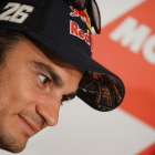 Dani Pedrosa, en la conferencia de prensa de hoy en Assen (Holanda).-ALEJANDRO CERESUELA