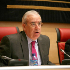 El presidente del Consejo de Cuentas de Castilla y León, Jesús Encabo, comparece ante la Comisión de Hacienda de las Cortes regionales-Ical