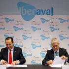 El presidente de Iberaval, José Rolando Álvarez, y el director general de Banca Comercial de Caja España-Duero, Carlos Ranera-Ical