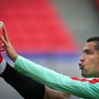Cristiano Ronaldo, durante el entrenamiento de este sábado con la selección portuguesa en Kazán.-MARIO CRUZ