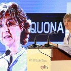 La ministra de Agricultura, Isabel García Tejerina durante su intervención  en el desayuno de RTVCyL.-ICAL