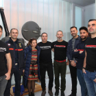 El presidente entrante de la Plataforma, Julio Gutierrez Hermoso (2D), el presidente actual, José Ignacio García Rubio (I); el presidente nacional de la Plataforma, David Herrero (D); y la concejal de Bomberos, Paloma Rivero-BRAGIMO/ ICAL