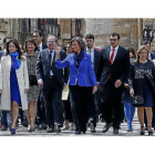 La Reina doña Sofía, ayer, durante  la inauguración de Las Edades del Hombre ‘Aqva’ en Toro. Junto a ella, el presidente de la Junta, Juan Vicente Herrera, y el alcalde de Toro, Tomás del Bien.-ICAL