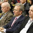 El ex presidente de Fourúm Filatelíco, Francisco Briones (C) durante el juicio del concurso de acreedores, de Forúm Filatélico celebrado en el salón de actos de los juzgados de Plaza de Castilla-Ical