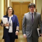 La consejera de Agricultura y Ganadería y portavoz de la Junta, Milagros Marcos, comparece tras la reunión del Consejo de Gobierno. Junto a ella, el director general de Comunicación, Alejandro Salgado-ICAL