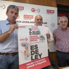 De I a D; Luis Fernádez Gamazo, Secretario de Organización y Comunicación de CCOO, Faustino Temprano, secretario de Organización y Tesorerí­a de UGT y Fernando Fernández Alonso, secretario provincial ejecutivo de UGT Valladolid.-ICAL