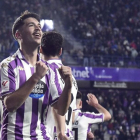 Meseguer festeja uno de los goles ante el Racing. / LALIGA