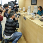 El coronel jefe de la UCO de la Guardia Civil, Manuel Sánchez Corbí, durante su comparecencia en la comisión que investiga la presunta corrupción del PP.-/ EFE / EMILIO NARANJO