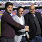 Domingo Catoira, Braulio Vázquez y ‘Cata’ Prieto, ayer sobre el césped de Zorrilla.-MARTA FERNÁNDEZ