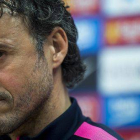 Luis Enrique, durante la rueda de prensa previa al partido frente al Almería, en la ciudad deportiva del Barça.-Foto: JORDI COTRINA