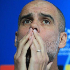 Pep Guardiola, durante una rueda de prensa.-LINDSEY PARNABY