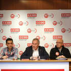Representantes de CCOO y UGT ofrecen una rueda de prensa para analizar la actual situación de la planta de Lauki en Valladolid y dar a conocer sus propuestas-ICAL