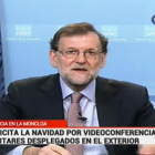 Imagen de la intervención de Rajoy, este sábado.-