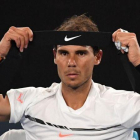 Rafael Nadal, muy centrado en Australia.-AFP / SAEED KHAN