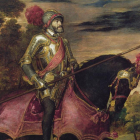 Retrato ecuestre del Emperador Carlos V tras su victoria en la batalla de Mülhberg pintado al óleo sobre lienzo por el pintor veneciano Tiziano. Se exhibe actualmente en el Museo del Prado de Madrid.-EL MUNDO