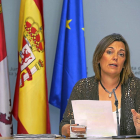 Milagros Marcos, ayer, tras el Consejo de Gobierno.-ICAL