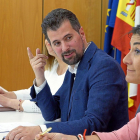 Luis Tudanca con Ana Sánchez durante el Consejo Teritorial del PSOE.-ICAL