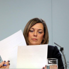 La consejera de Agricultura y portavoz de la Junta, Milagros Marcos, durante la rueda de prensa posterior al Consejo de Gobierno de Castilla y León-ICAL