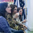 De izquierda a derecha, la cabeza de lista de Ciudadanos al Congreso por Barcelona, Inés Arrimadas; la número uno del PSOE al Congreso por Sevilla, María Jesús Montero; y la número dos de Unidas Podemos al Congreso por Madrid, Irene Montero.-RICARDO RUBIO