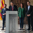 Quim Torra, durante su comparecencia con Pere Aragonès y los alcaldes de Lleida, Girona y Tarragona.-EUROPA PRESS