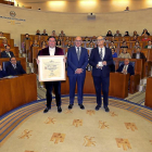 Benjamín Sevilla, Jesús Julio Carnero y Germán Vega durante la entrega del Premio de Teatro ‘Provincia de Valladolid’.-ICAL