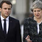 Macron y May, en una cumbre en Göteborg (Suecia), el pasado noviembre.-AFP / JONATHAN NACKSTRAND