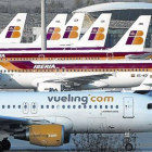 Vuelos 8 Aviones de Vueling e Iberia en el aeropuerto de Barajas.-DAVID CASTRO