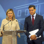 Pilar del Olmo y Raúl de la Hoz, ayer, en la presentación del acuerdo con C’s.-ICAL