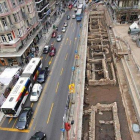 Tramo de la antigua vía romana en Salónica que Mitsozakis quiere trasladar para acabar el metro.-EFE / MINISTERIO DE CULTURA DE GRECIA