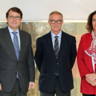 Fernández Mañueco, Guirao y García Cirac poco antes de la reunión.-ICAL
