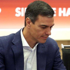 Pedro Sánchez, en la sede del PSOE.-DAVID CASTRO