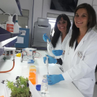 Patricia Teresa Espinosa y María del Monte Maíz en las instalaciones de la Universidad Católica de Ávila.-ANTONIO GARCÍA