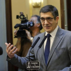 El presidente del Congreso, Patxi López, en su comparecencia ante la prensa.-JUAN MANUEL PRATS