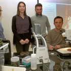 María Hernández, Olaya Mediavilla, Iván Franco y Jaime Olaizola, miembros del equipo de IDForest.-MANUEL BRÁGIMO