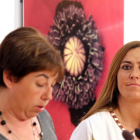 La secretarias del PSCyL de Política Municipal, Virginia Barcones, y de Ordenación del Territorio, Carmen García; abordan la situación actual en las negociaciones de la Ordenación del Territorio.-ICAL