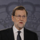 Mariano Rajoy, durante la rueda de prensa el martes 25 de octubre tras su audiencia con el Rey.-JOSÉ LUIS ROCA