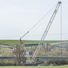 Imagen de las obras de retistución del viaducto de Frandovínez, en Burgos.-ISRAEL L. MURILLO