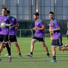 Sergio Marcos, en el centro, durante el entrenamiento matinal de ayer.-BALCAZA