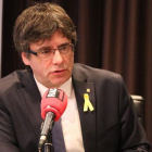 Carles Puigdemont durante la entrevista de este viernes para RAC-1, desde Bruselas.-BLANCA BLAY (ACN / BLANCA BLAY)