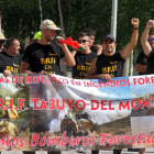 Los trabajadores de la Brigada de Refuerzo de Incendios Forestales, Brif, de Tabuyo del Monte (León) se concentran ante la sede de Tragsa.-