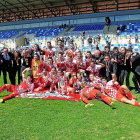 La selección de Castilla y León celebra su éxito en el Nacional.-FCYLF