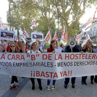 Movilización de trabajadores del sector hostelero el pasado 27 de octubre.-ICAL