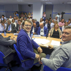 Javier Lacalle, Alfonso Fernández Mañueco y Francisco Vázquez, en un momento de la ejecutiva autonómica.-ICAL