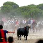Un mozo cita al astado en una edición anterior del Toro de la Vega.-Ical