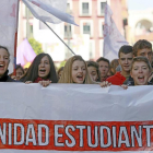 Alumnos de Bachillerato, Educación Secundaria, Formación Profesional y Universidad en la huelga de ayer en Valladolid.-ICAL