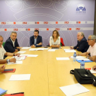 Luis Tudanca se reúne con UGT y CCOO para abordar la situación de las pensiones.-ICAL